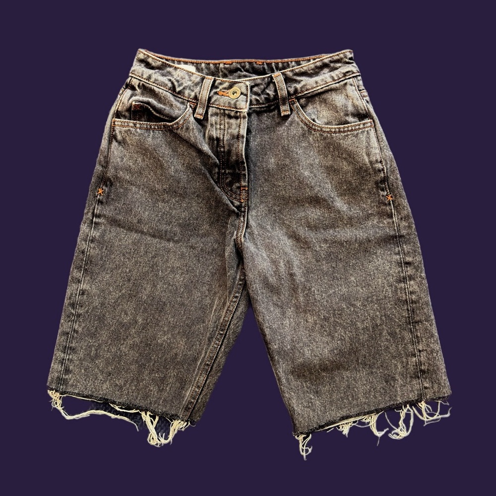Collusion Distressed Black Denim Shorts